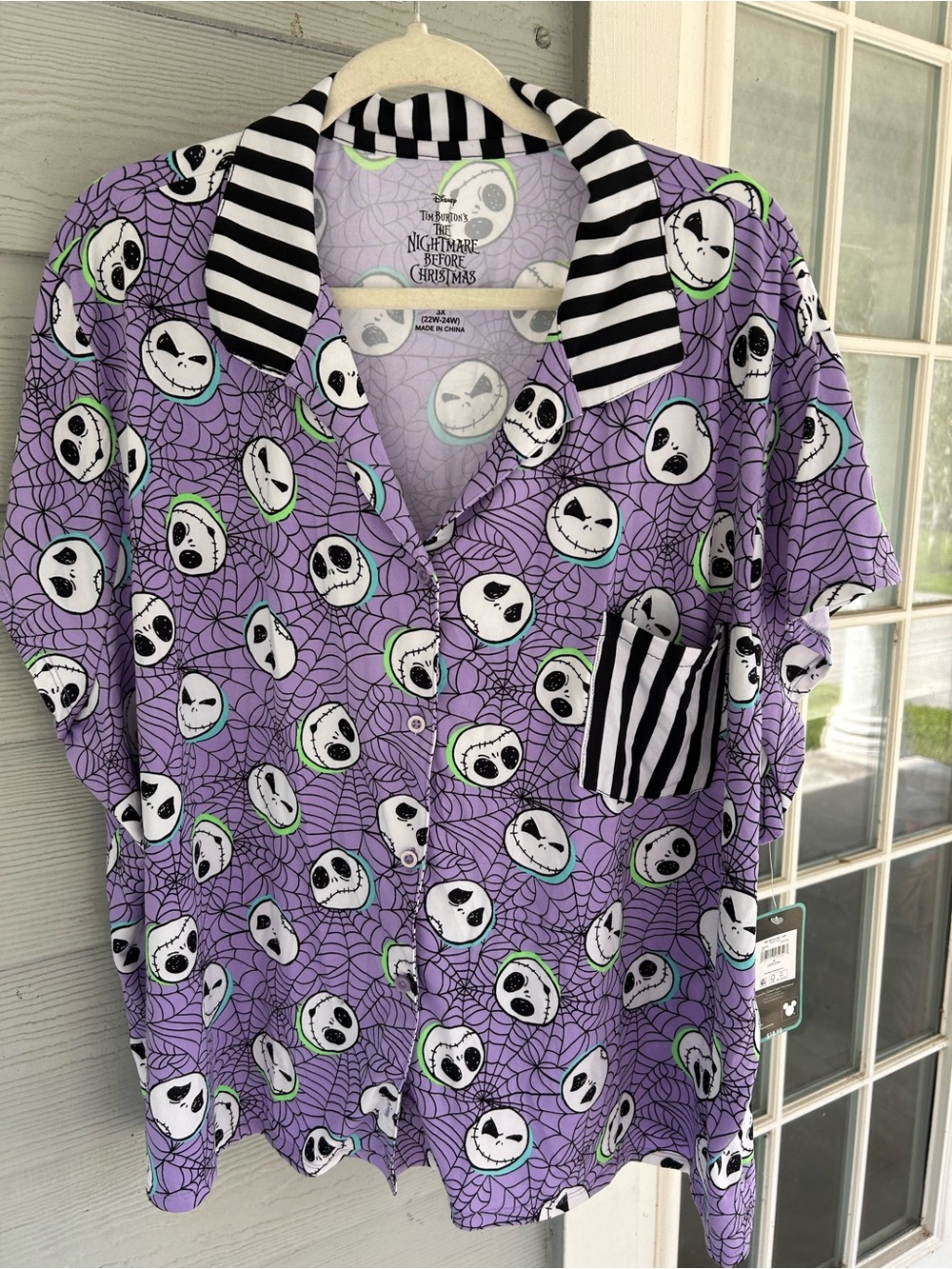 Disney Nightmare Before Christmas Pajama Top 3X Plus Purple Jack Skellington NWT